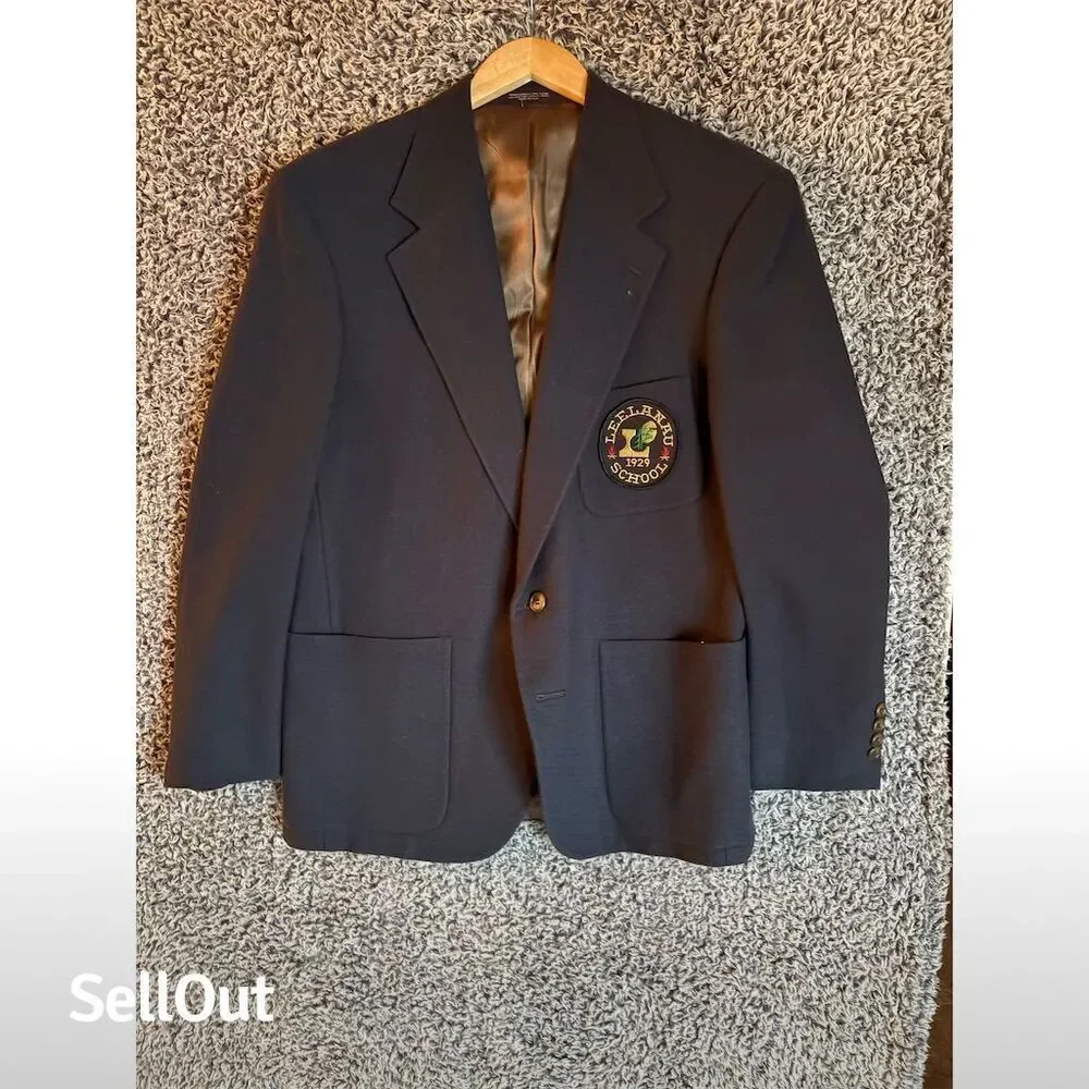 Vintage Evan-Picone Men's Beige Wool Blazer One Size Button Closure